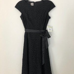 Anne Klein NWT Black Lace Midi Formal Dress
